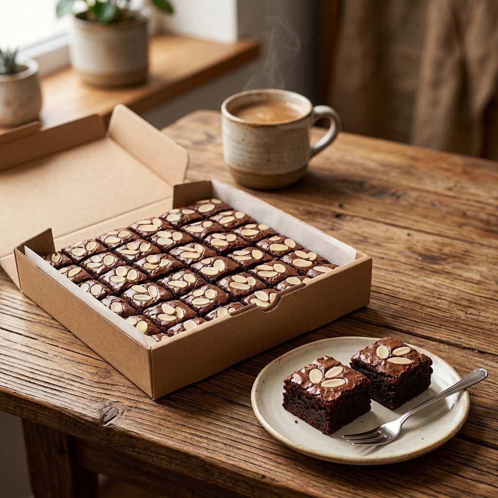 Brownies SCB disajikan bersama kopi