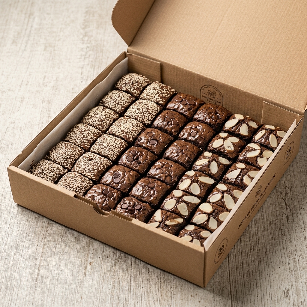 Kemasan hampers SCB dengan pita cokelat